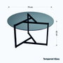Hanah Home Trio Mesa de Centro de Cristal Templado Fume y Negro
